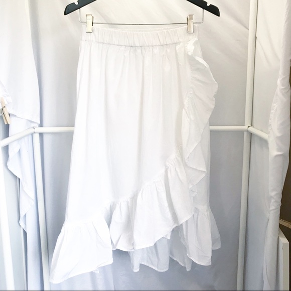 ASOS Dresses & Skirts - ASOS Cotton Wrap Midi Skirt With Ruffle Hem Sz 6